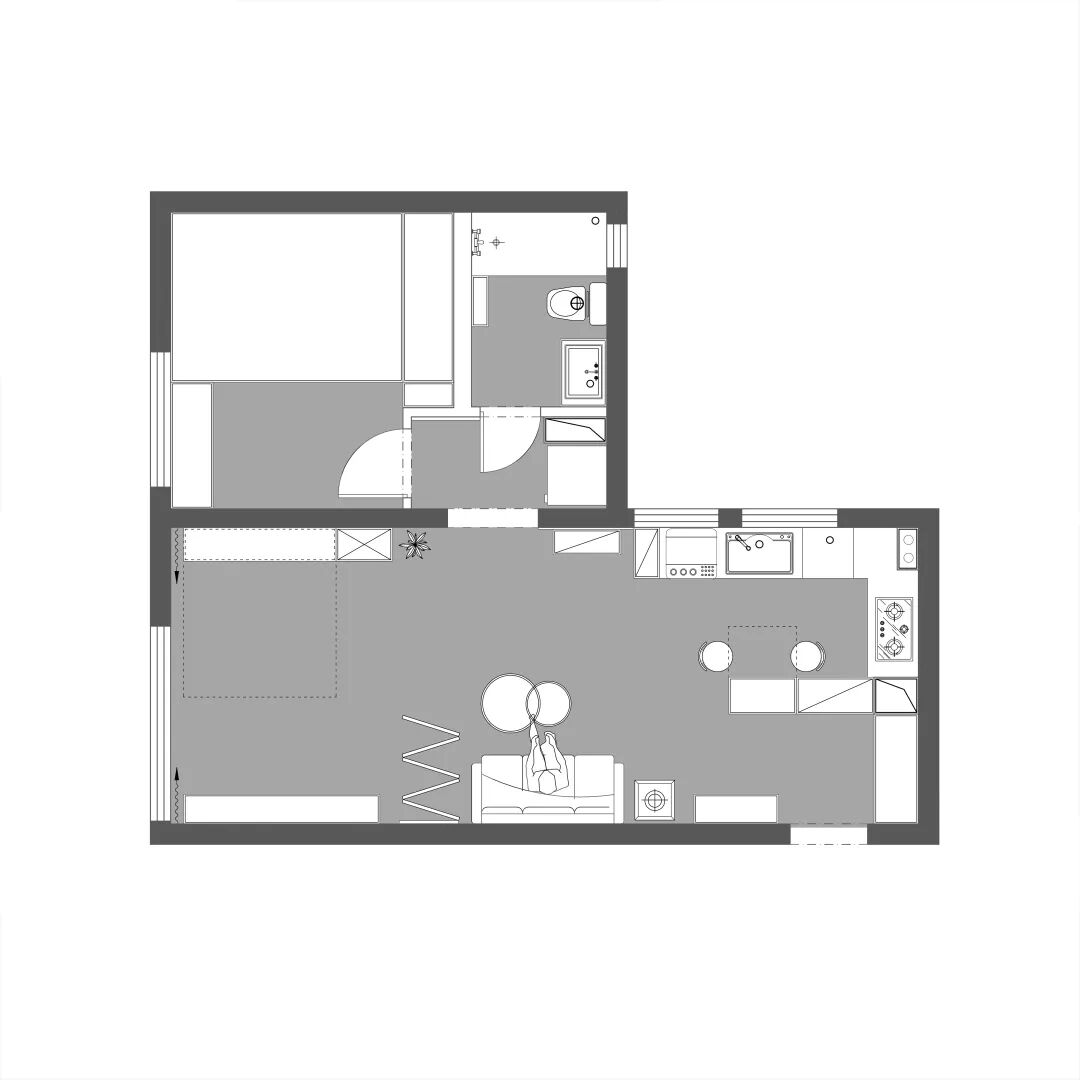 60㎡北欧，折叠餐桌+隐形床，一房也能做二房
