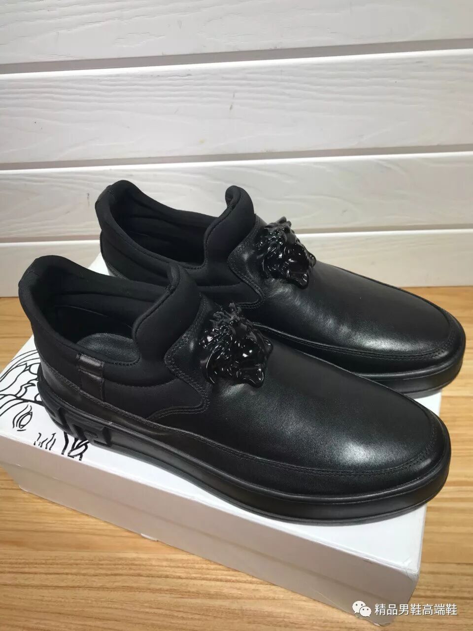 范思哲秋冬男鞋 高帮皮鞋 短靴 时尚懒人套筒休闲款 瓦萨驰 新款2017