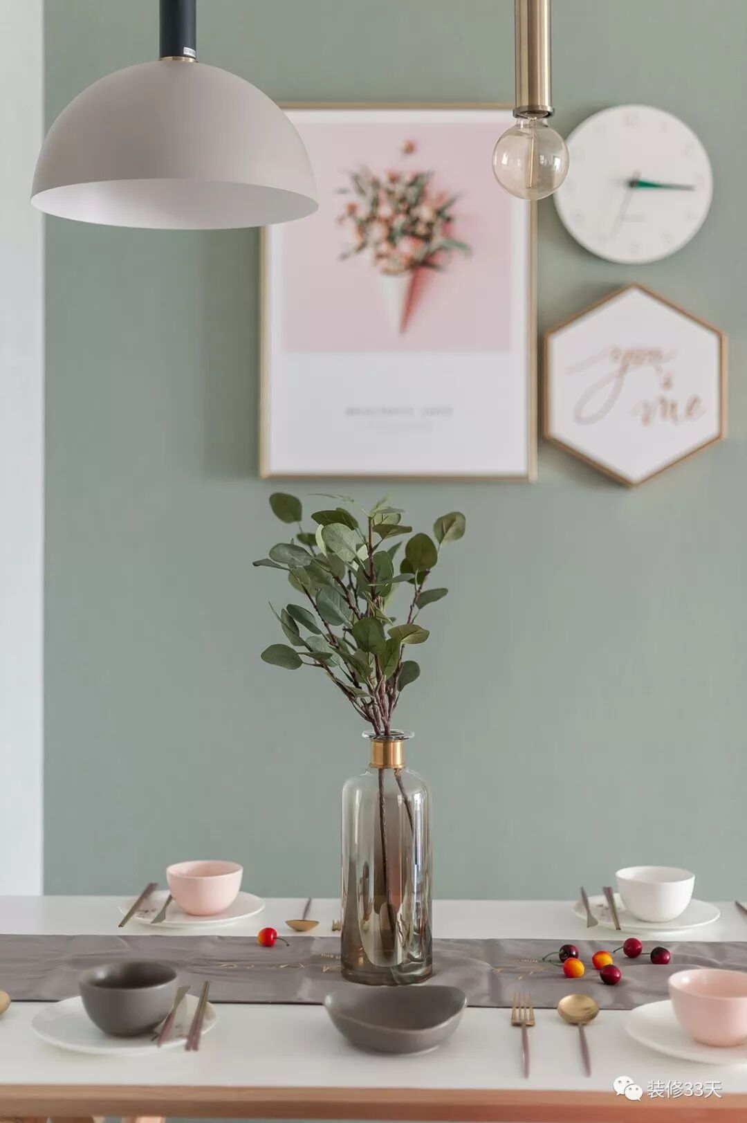 98平轻盈小轻奢三室 橄榄绿蜜桃粉的宠爱