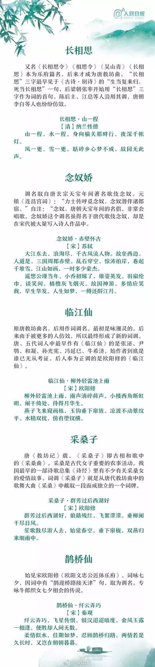 45个经典词牌名的由来 你都知道吗 快哉学堂 微信公众号文章 微小领