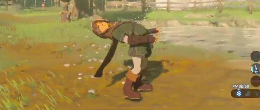 塞尔达传说再现新BUG，骨骼清奇的林克，看着都腰疼。