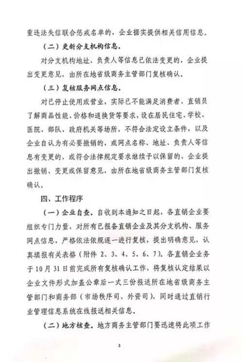 商务部再次复核直销企业服务网点