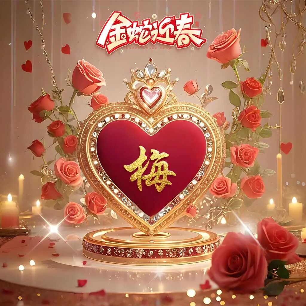 "2025 金蛇迎春" 宝石玫瑰爱满心,百家姓头像