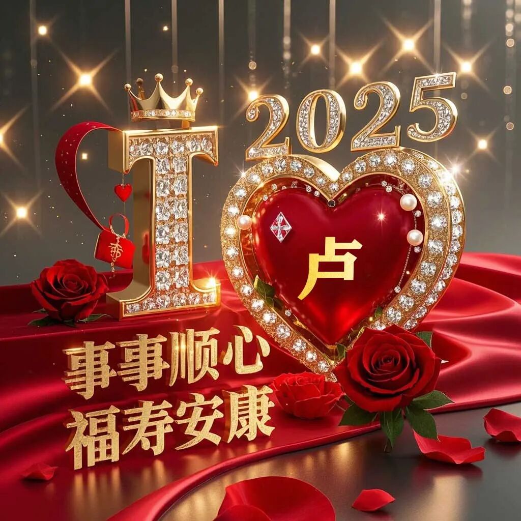 "2025 事事顺心" 玫瑰爱心伴,百家姓诸事皆顺意