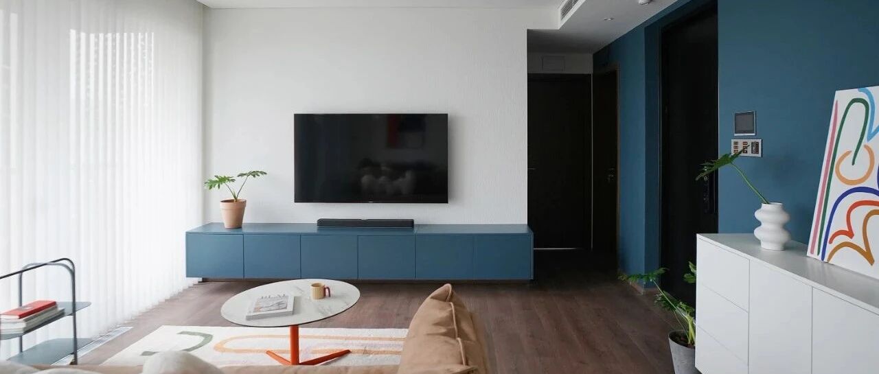 杭州110㎡程序员的家，蓝白空间点缀亮色，简约不沉闷!