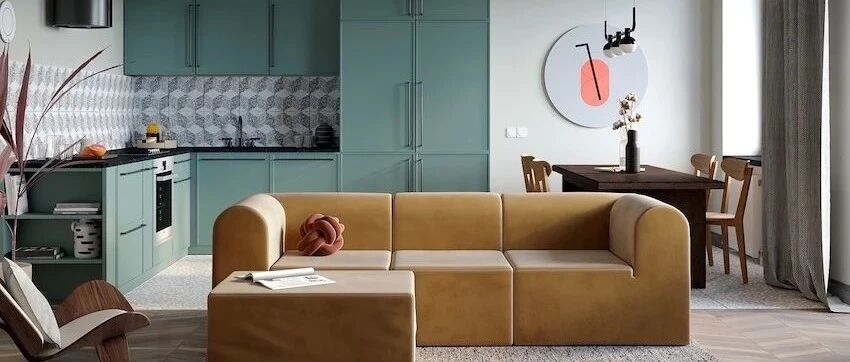 92㎡缤纷公寓，公私分区、玻璃移门引入采光...复古与现代结合！