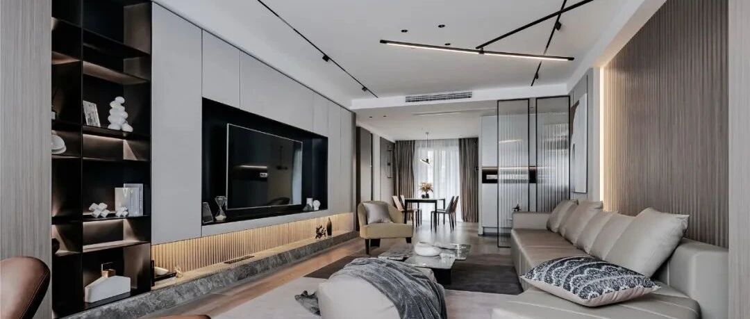 158㎡现代轻奢风，窄边不锈钢、大理石、木饰面...简洁大气！