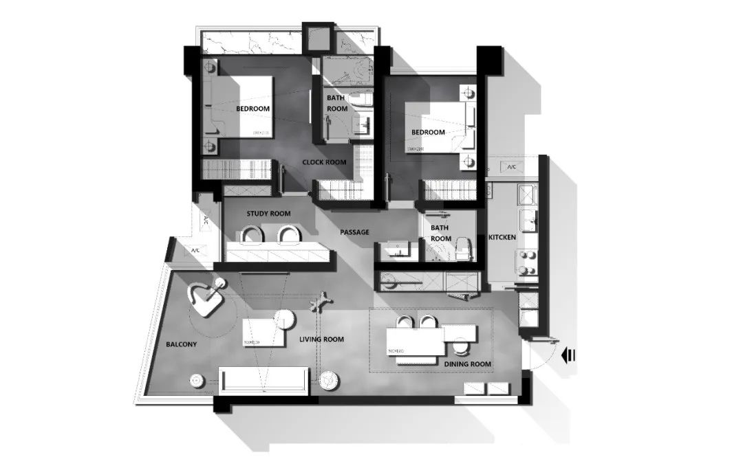 109㎡設計師的家，黑白灰、金屬+淺粉色，沉穩靜謐，一個人住簡直太棒！ 家居 第5張