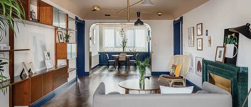 133㎡住一家三代，经典蓝、复古棕、藤元素…打造「养成系复古宅」！