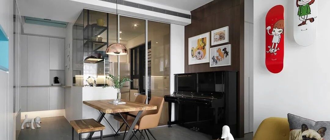 56㎡小户型改造，清新蓝白+茶色玻璃，太敞亮了！