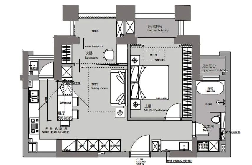 70㎡一室改兩室，開放式廚房+島臺，為新婚夫妻打造溫馨的家！ 家居 第5張