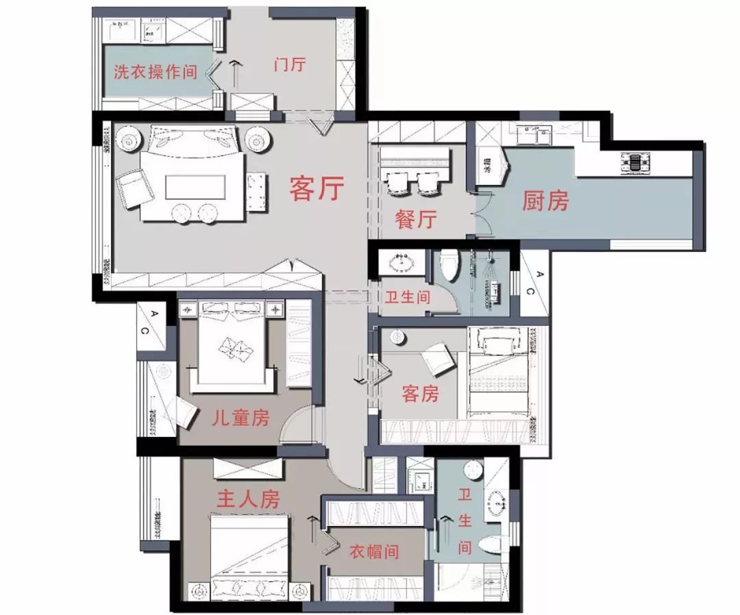 140㎡美式簡約風，她家巧用田字格門窗，讓空間寬敞又通透！（文末還有全屋牆面色卡～） 家居 第6張