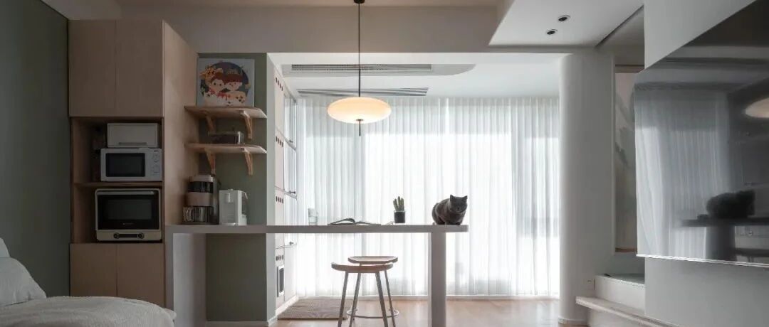 一对年轻夫妻和几只喵星人的78㎡小屋，豆绿色+木质，小清新也能温馨实用！