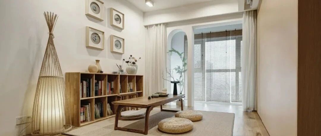 95㎡日式风，用吧台、地台取代传统的客餐厅，可饮茶、可书画、可卧榻而眠...