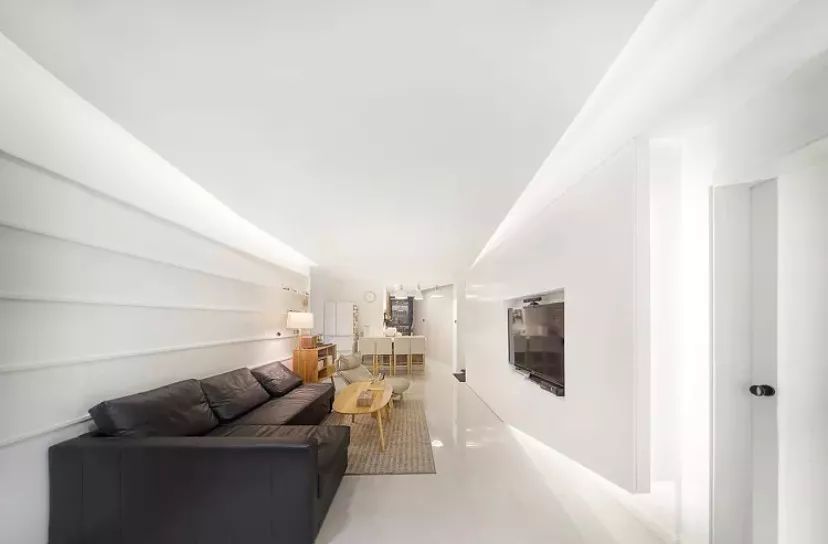 設計師巧改90㎡不規則戶型，簡約白色系+燈帶，打造高品質感的家，開闊又通透！ 家居 第5張