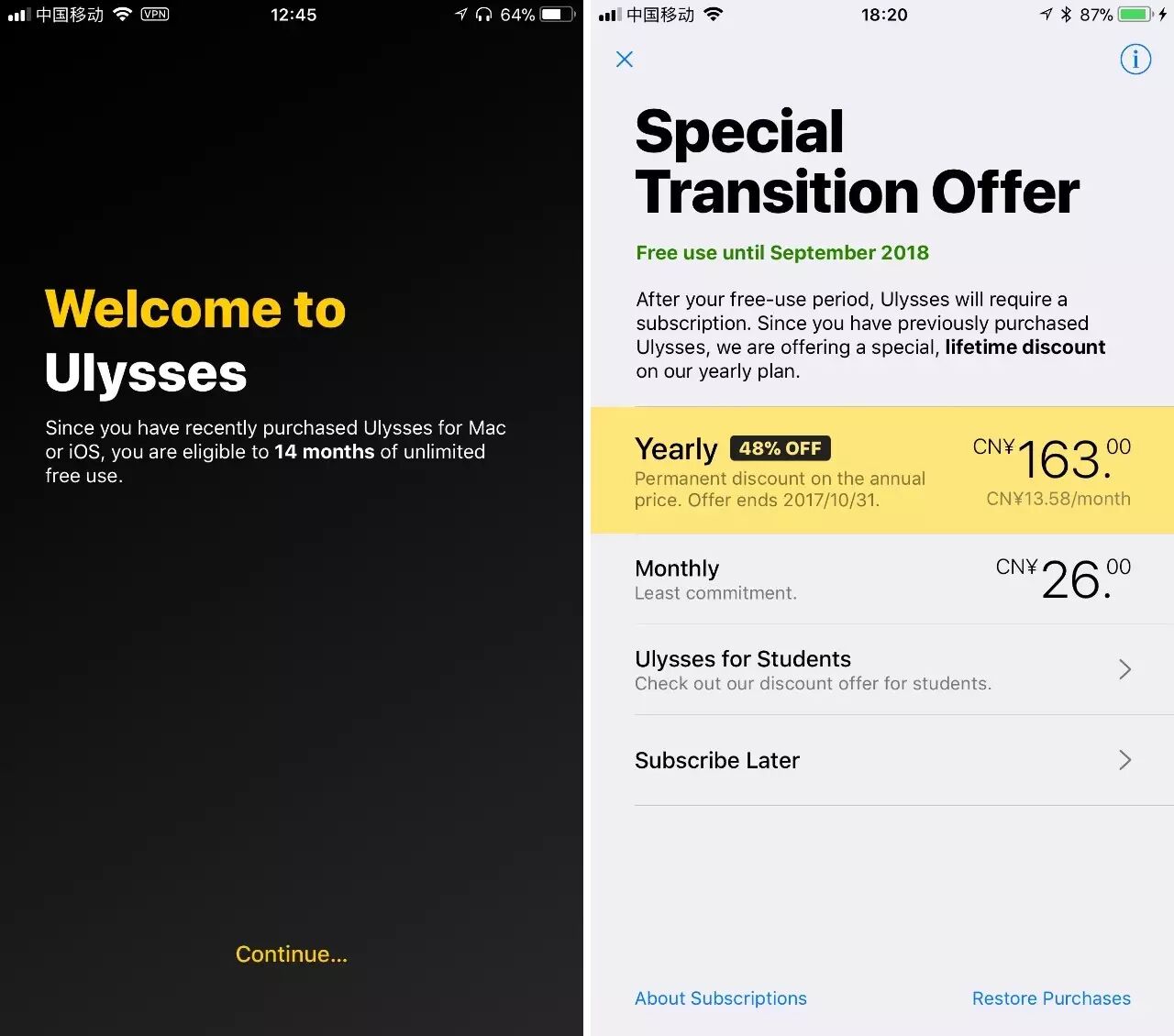 苹果年度 App 得主 Ulysses 转向订阅制，新老用户怎么选