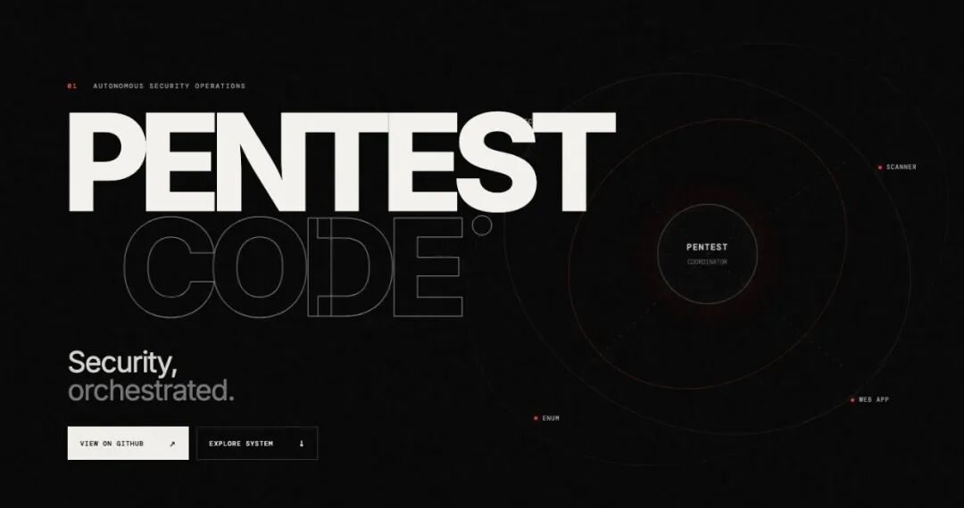 PentestCode 官网落地页(仓库 docs/index.html 真实渲染)
