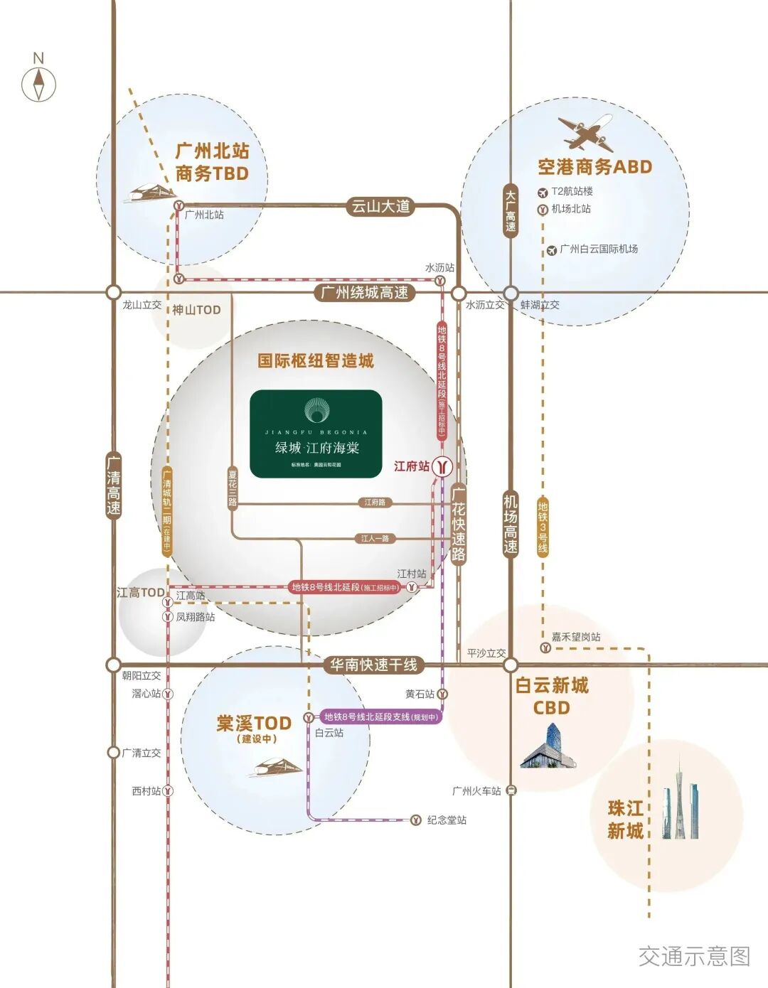 白云绿城江府海棠住宅建面88~98㎡，叠墅建面135~166㎡！