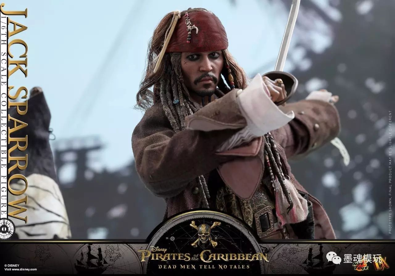 hottoys新品16dx15加勒比海盗5死无对证杰克船长jacksparrow可动人偶