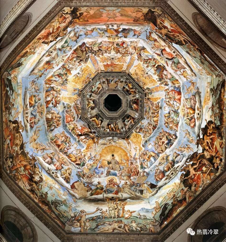 圣母百花大教堂穹顶壁画乔尔乔99瓦萨里耶稣教堂的天顶也是比较