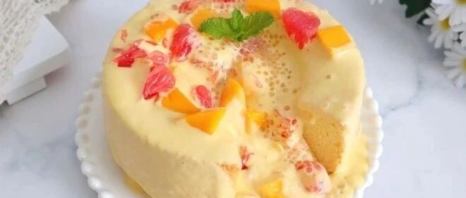 味道绝绝子！！可以爆浆的网红杨枝甘露蛋糕，太好吃了吧