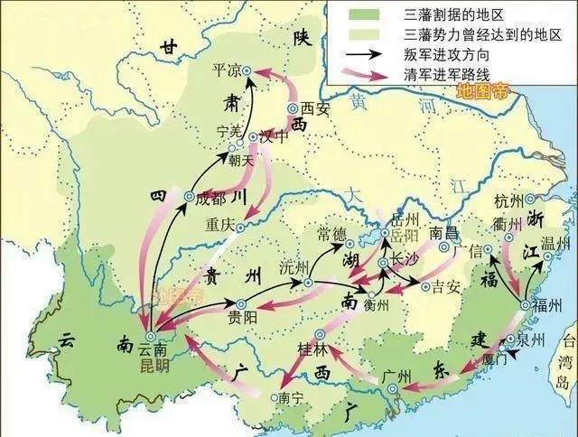 清军平三藩清军三次屠蜀(康熙十二年到康熙二十年)先是吴三桂军攻入