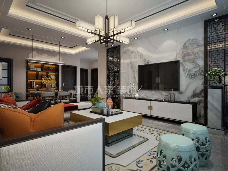 万科中央公园141㎡新中式风格，独有的清新与韵味！