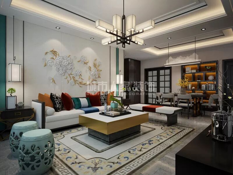 万科中央公园141㎡新中式风格，独有的清新与韵味！