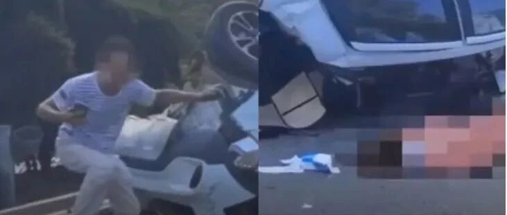 【8点见】强行超车酿车祸致妻子死亡 男子当场崩溃跳脚