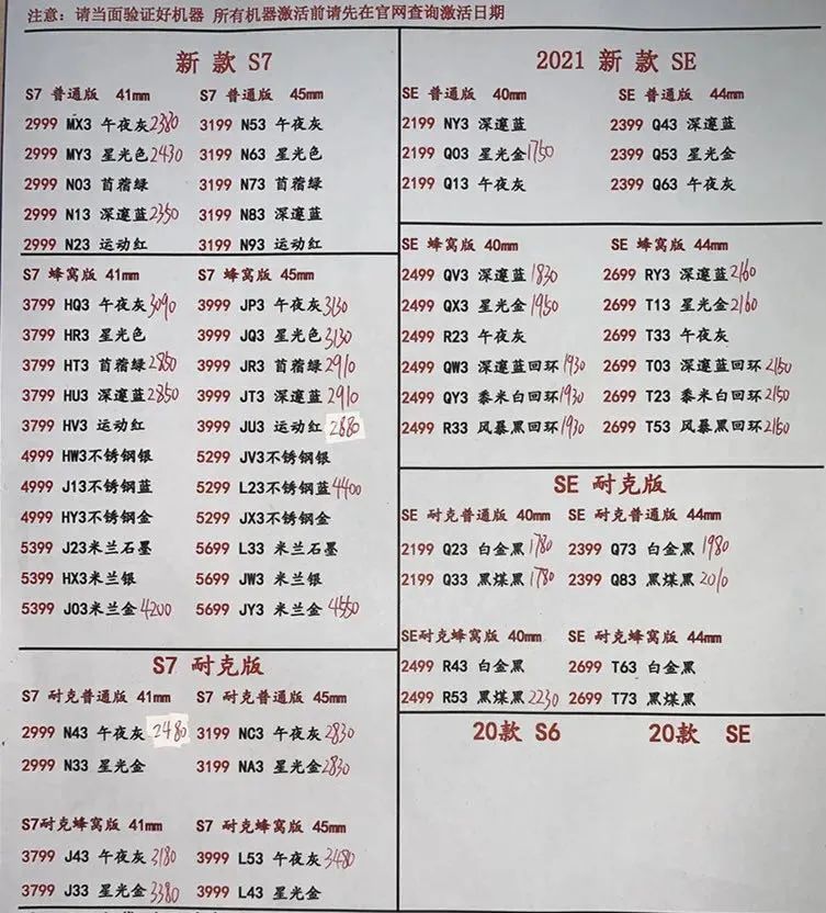 2022苹果全部价格表