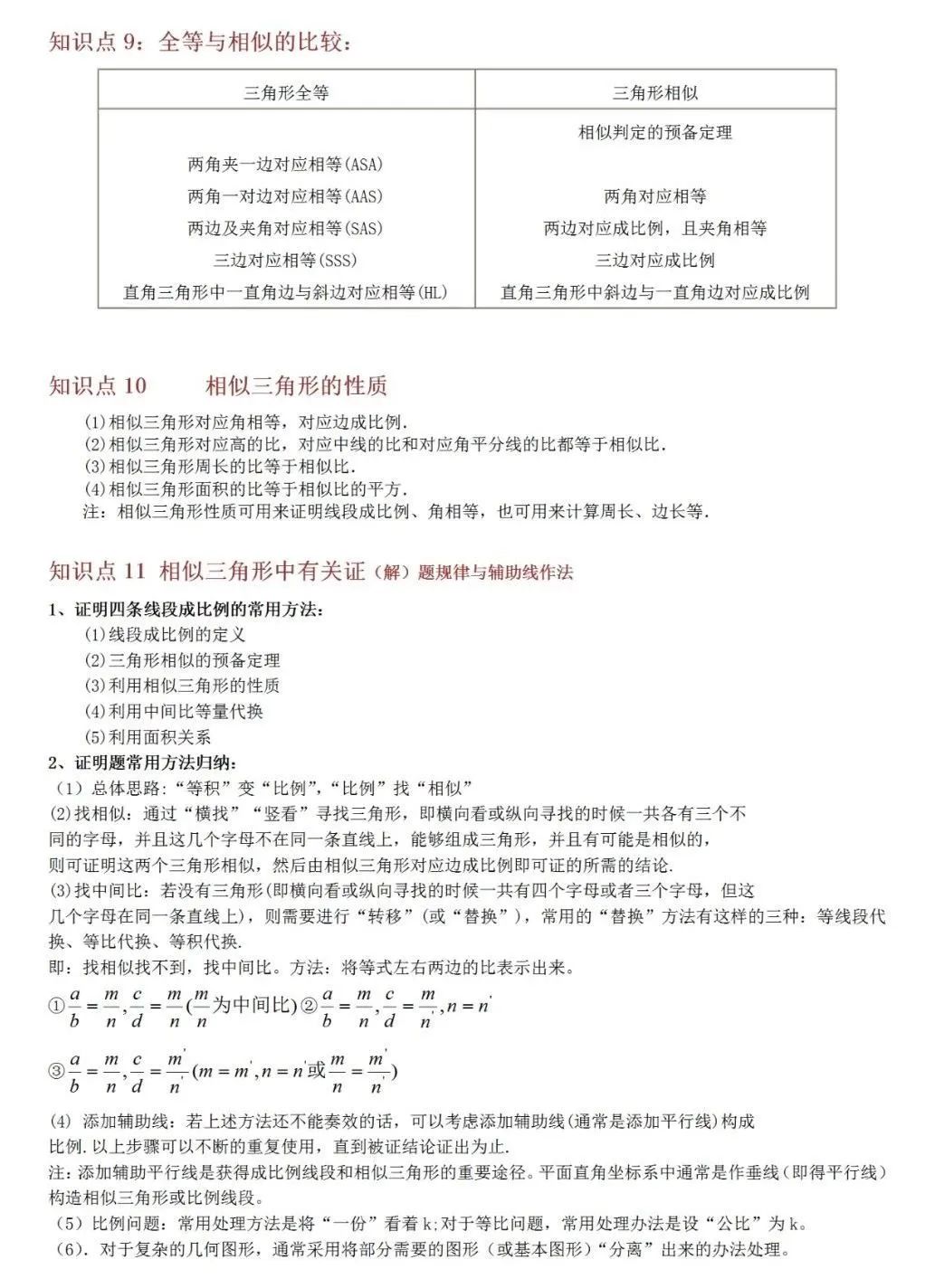 学习 初中数学 相似三角形 13大知识点6大常考经典例题透析 初中