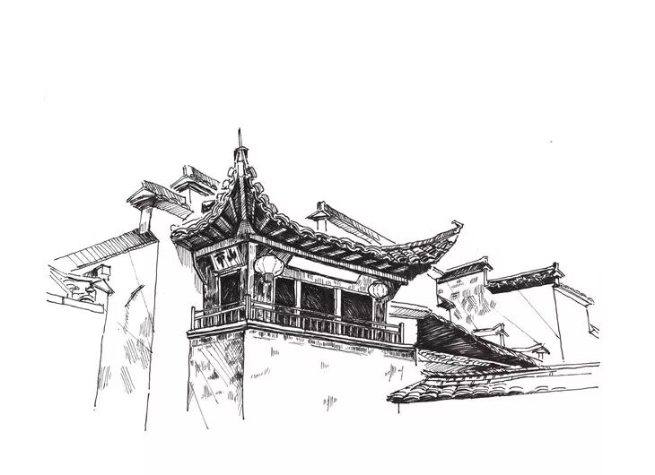 东方古建筑钢笔画写生(纸质书寄发)