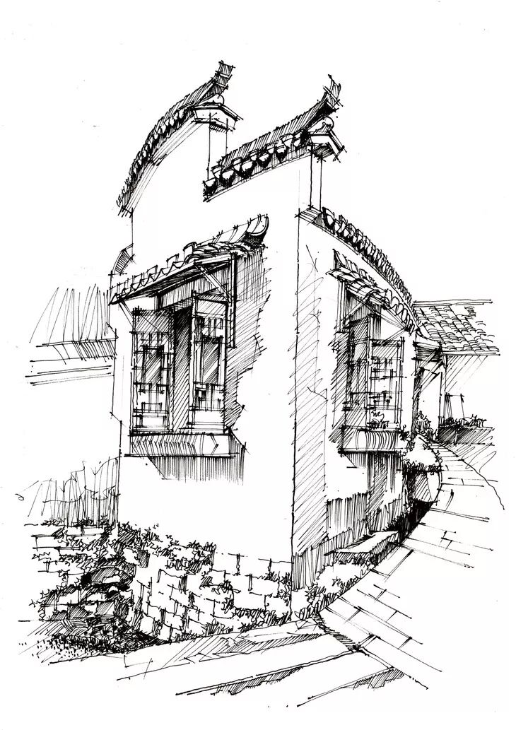 东方古建筑钢笔画写生(纸质书寄发)