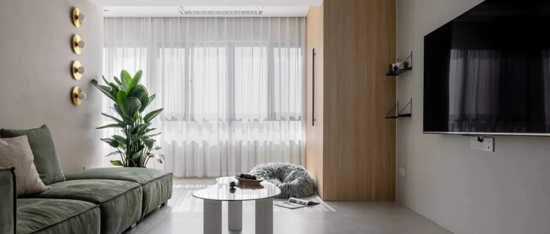 一家三口的117㎡自然宁静小家，灰、白、木+复古绿，优雅质朴又别具腔调~