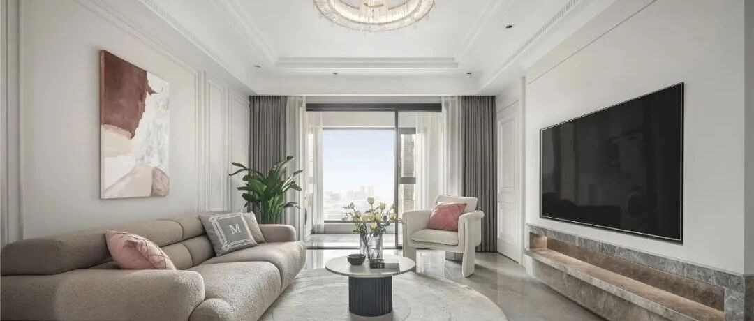 116㎡现代美式三居，“绅士”灰+“淑女”粉，这个家浪漫又撩人！