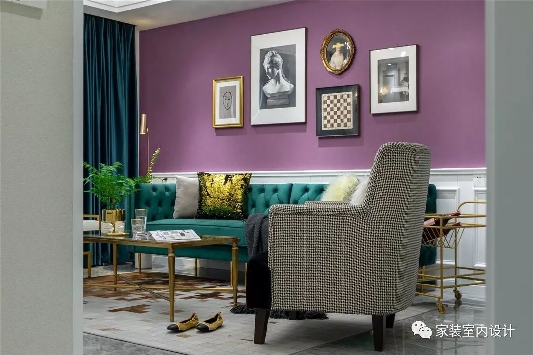 130㎡美式輕奢婚房，客廳紫色的背景，夢幻而浪漫！ 家居 第5張