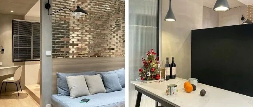 55m²一室一厅妙改两室两厅，玻璃砖墙、矮墙隔断的运用，让空间通透，让小家变大!