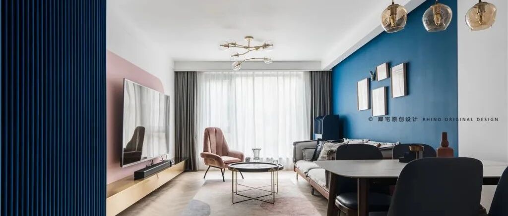 89m²潮流混搭风婚房，用粉蓝撞色制造极致浪漫梦境