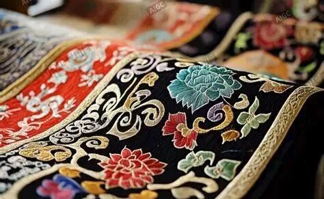 AI创作图苗绣 河湟刺绣 苗族堆绣 苗族刺绣技艺传承 土族盘绣 土族盘绣制作 彝绣 苗族剌绣 羌族刺绣 苗族苗绣 土族盘绣织物 羌绣 土家绣 ...