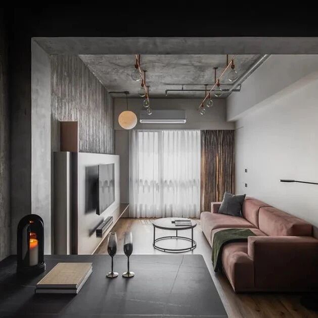 66㎡混搭工业宅：莫兰迪绿色调+灰泥太高级，太好看！(必须收藏)