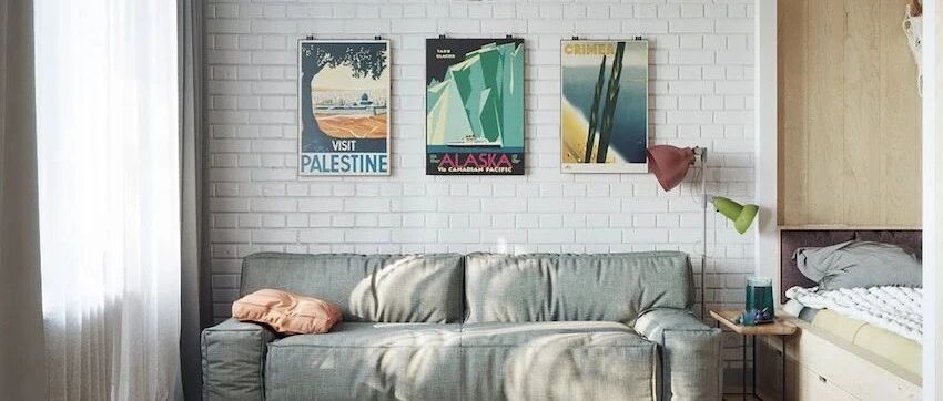 俄罗斯 44㎡木质单身公寓：客厅书房不分一体设计!