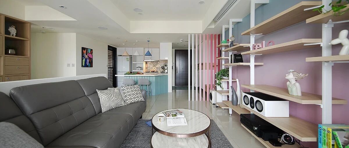 86㎡无限渐变色点亮你的家，简约里加入鲜艳，自然而又时尚！