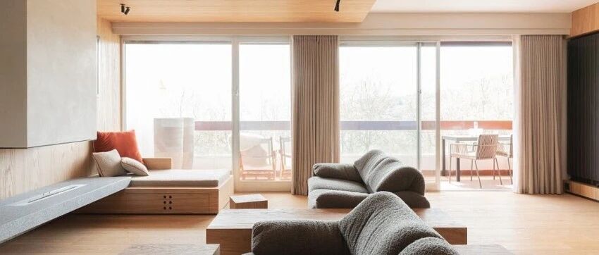 109㎡露台公寓温润木+暖白，这样的才算和谐!