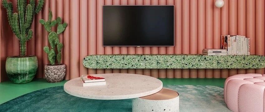 56㎡谁说黑白灰才经典？大胆用色更有吸引力