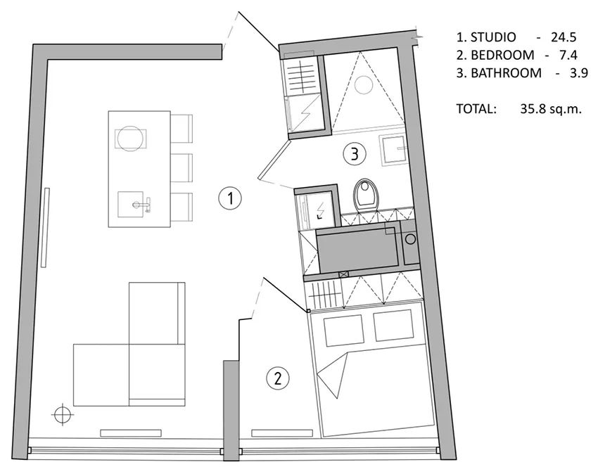 36.3㎡的純白色公寓, 最極簡的小宅設計！ 家居 第2張