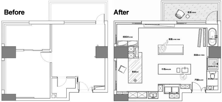 56㎡極簡黑白公寓，打造會呼吸的家 家居 第2張