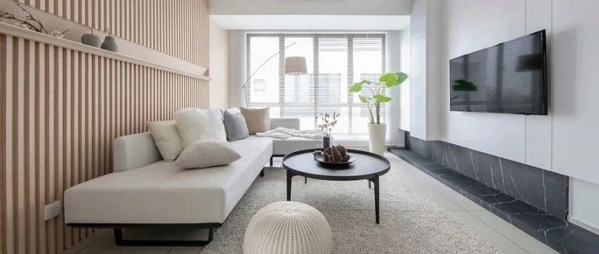 ​125.4㎡简约舒适的小资格调，暖杏色木格栅点亮家的温馨 ​​​​！