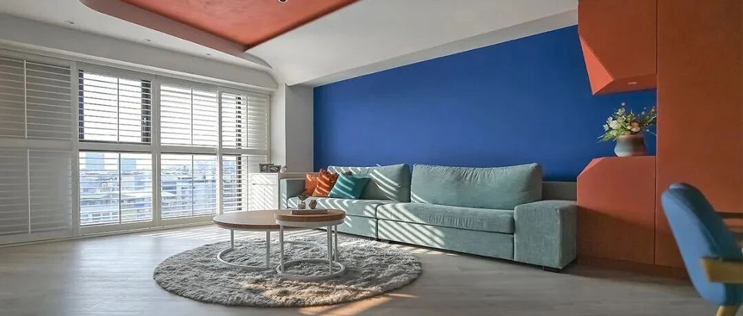 96㎡温馨孝亲宅：富足橘+永恒蓝，大胆撞色赞到爆!