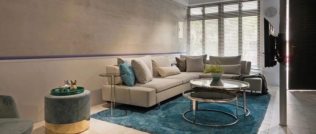 181.5㎡现代光影温馨透天宅：深蓝 + 灰白