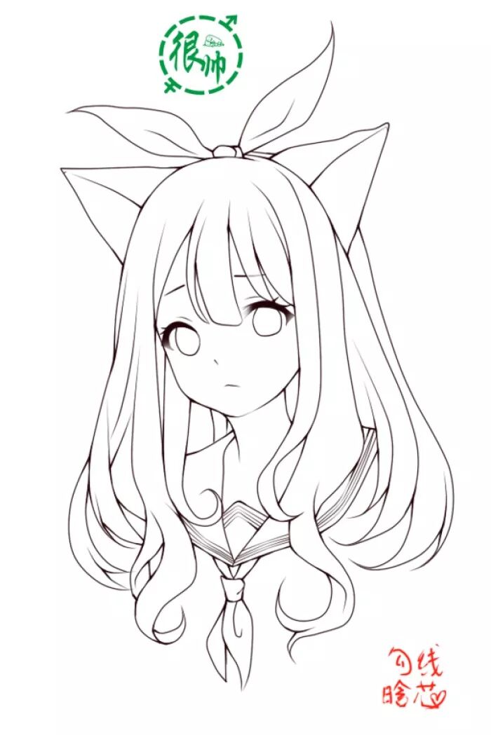 pssai转手绘教程一大波动漫美眉线稿素材有没有人想要啊